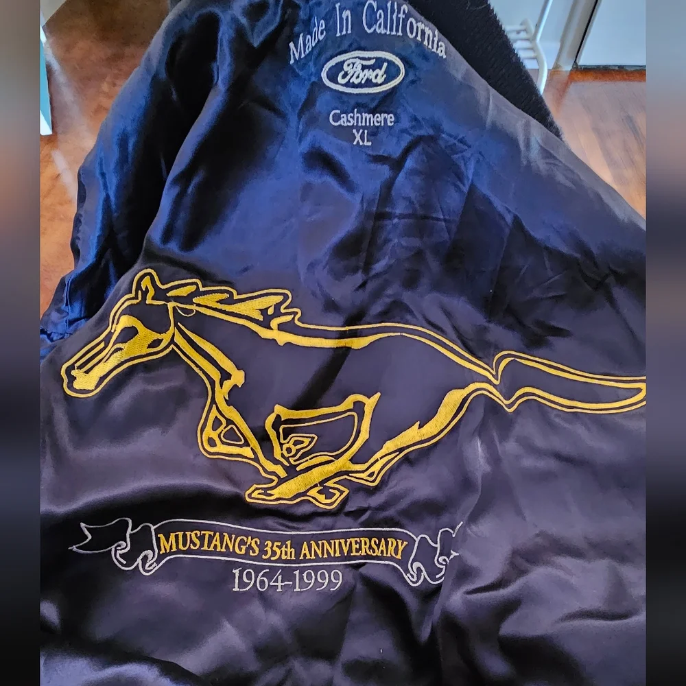 Bomber Jacket 1999 Ford Mustang 35th Anniversary Cashmere Satin‎ Black Sz XL - Picture 11 of 11